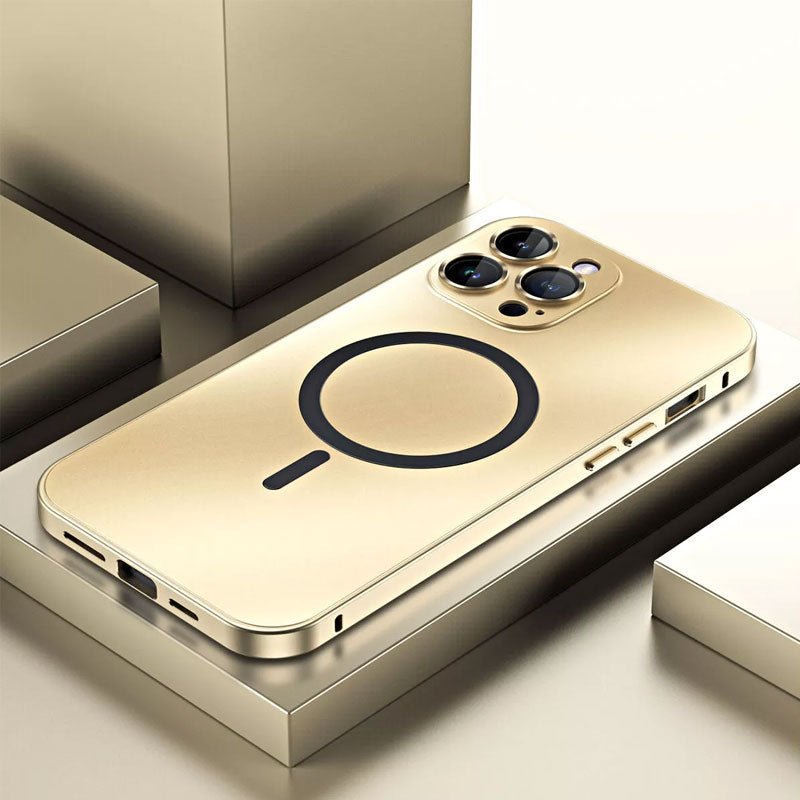 Snap-on metal case for iPhone - supports wireless charging