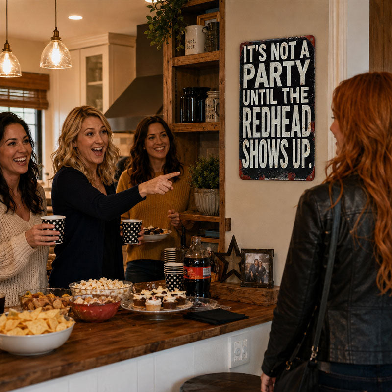 🍻"It's Not A Party Until The Redhead Shows Up" Vintage Sign
