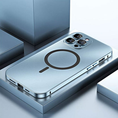 Snap-on metal case for iPhone - supports wireless charging
