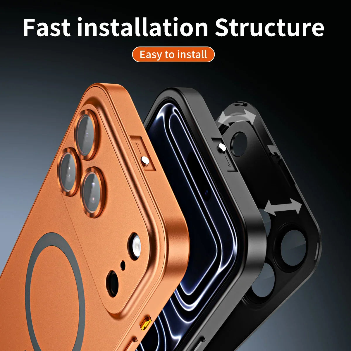 Snap-on metal case for iPhone - supports wireless charging