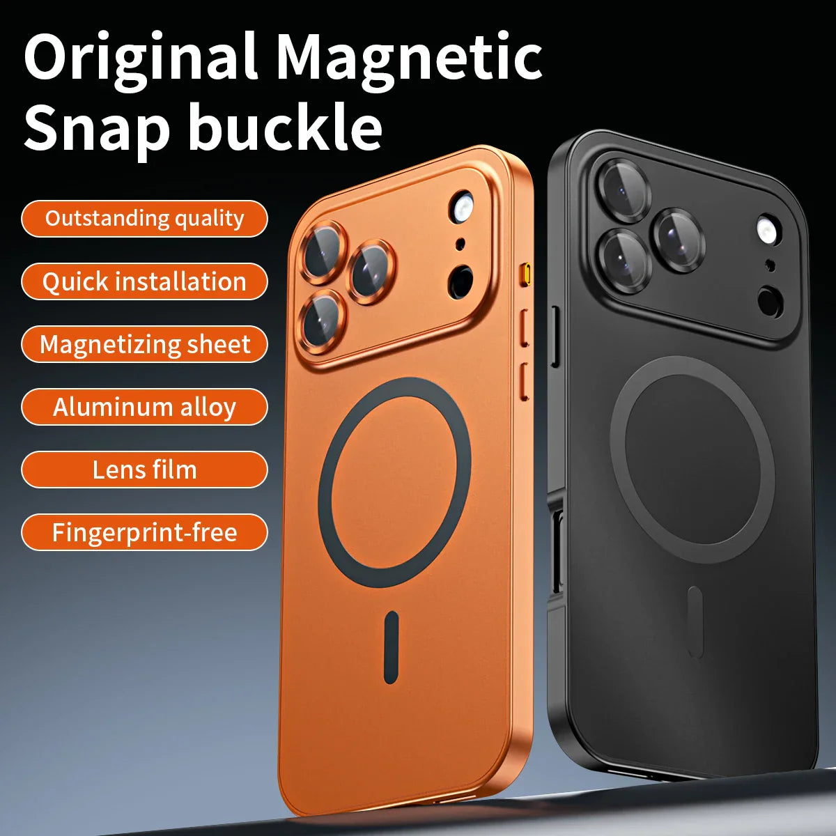 Snap-on metal case for iPhone - supports wireless charging