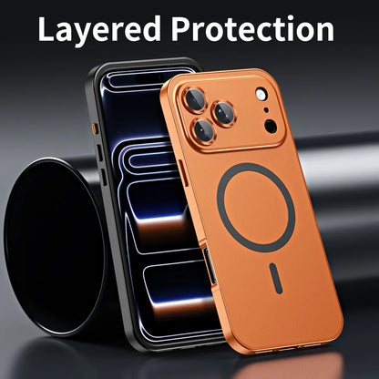 Snap-on metal case for iPhone - supports wireless charging